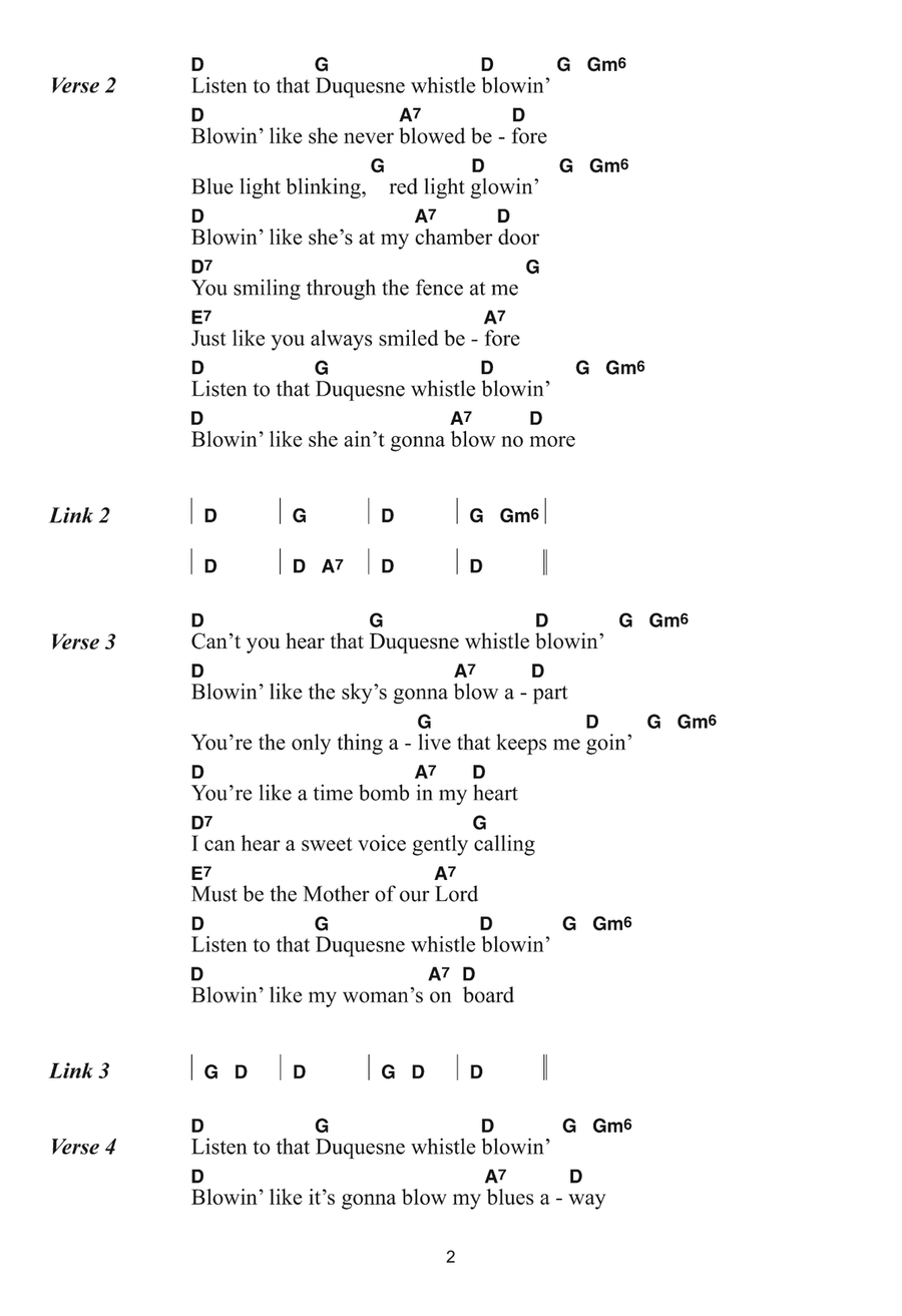 Duquesne Whistle Duquesne Whistle Piano, Vocal, Guitar scores gallery preview page 2
