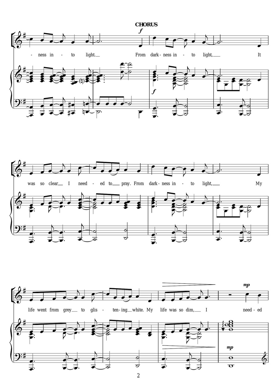 From Darkness Into Light Piano, Vocal, Guitar scores gallery preview page 2