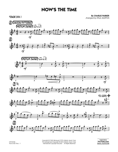 Now's the Time - Tenor Sax 1