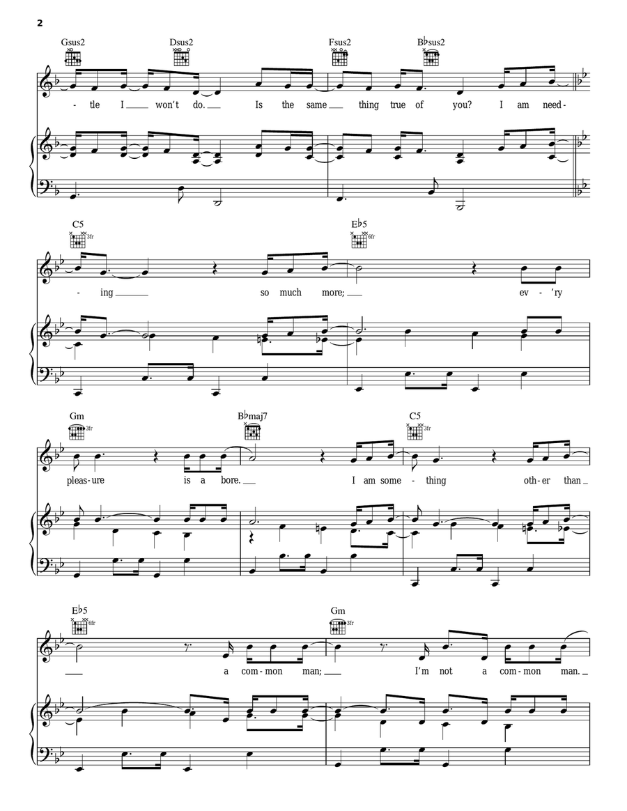 Not A Common Man Not A Common Man Piano, Vocal, Guitar scores gallery preview page 2