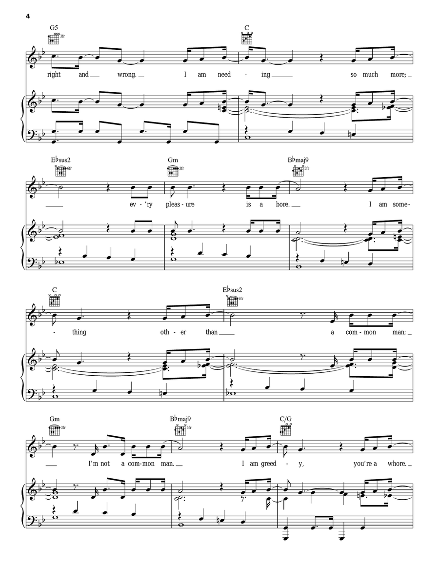 Not A Common Man Not A Common Man Piano, Vocal, Guitar scores gallery preview page 4