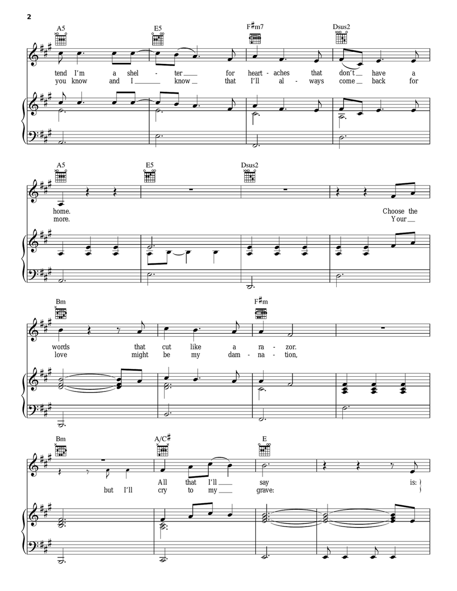 Fire Away Fire Away Piano, Vocal, Guitar scores gallery preview page 2