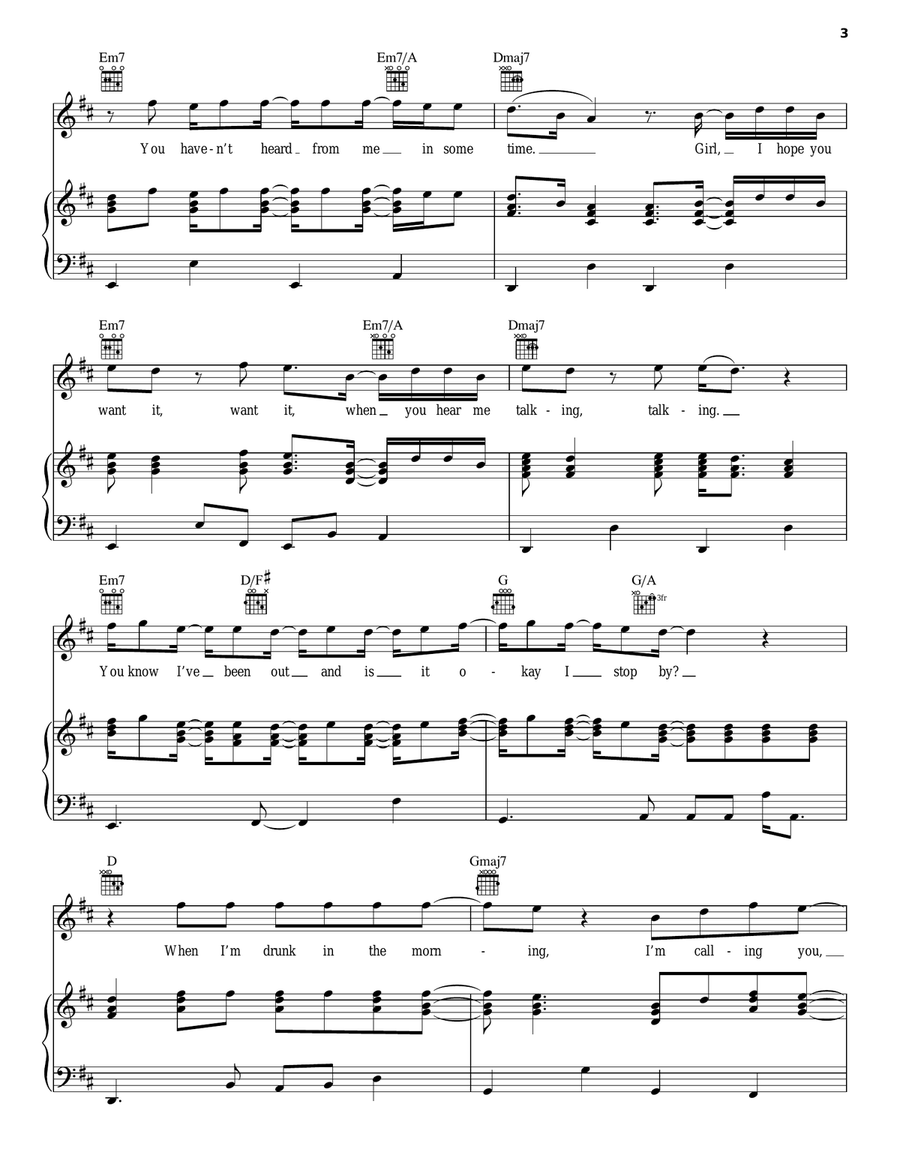 Drunk In The Morning Drunk In The Morning Piano, Vocal, Guitar scores gallery preview page 3