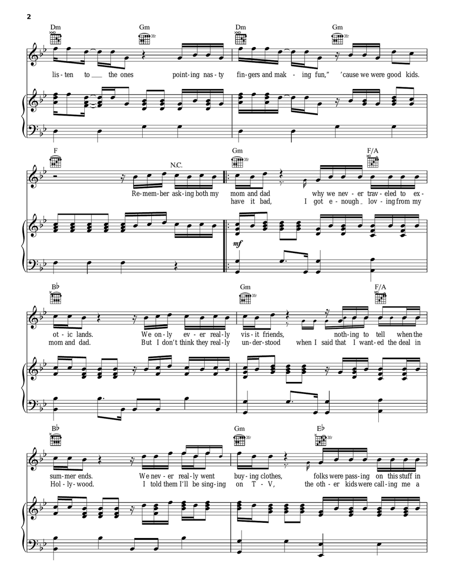 Mama Said Mama Said Piano, Vocal, Guitar scores gallery preview page 2