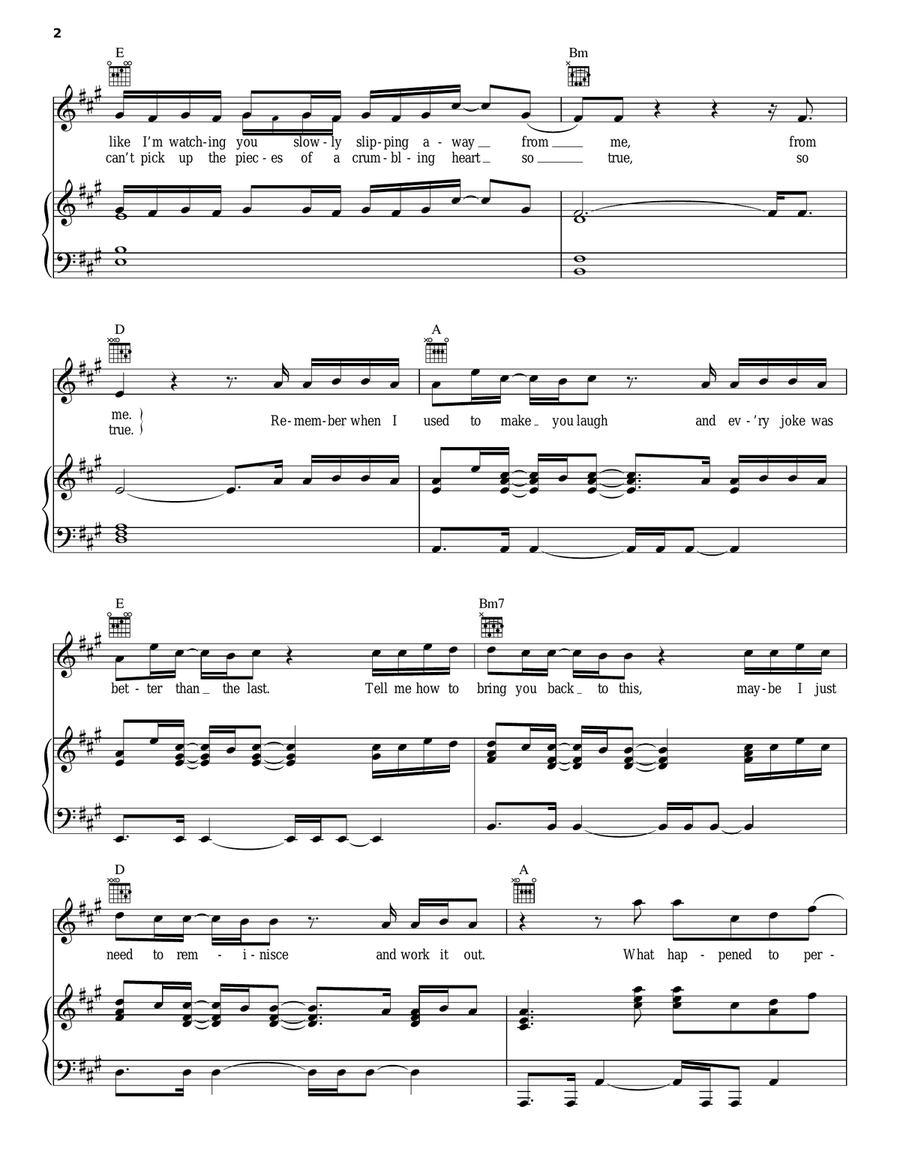 What Happened To Perfect Piano, Vocal, Guitar scores gallery preview page 2