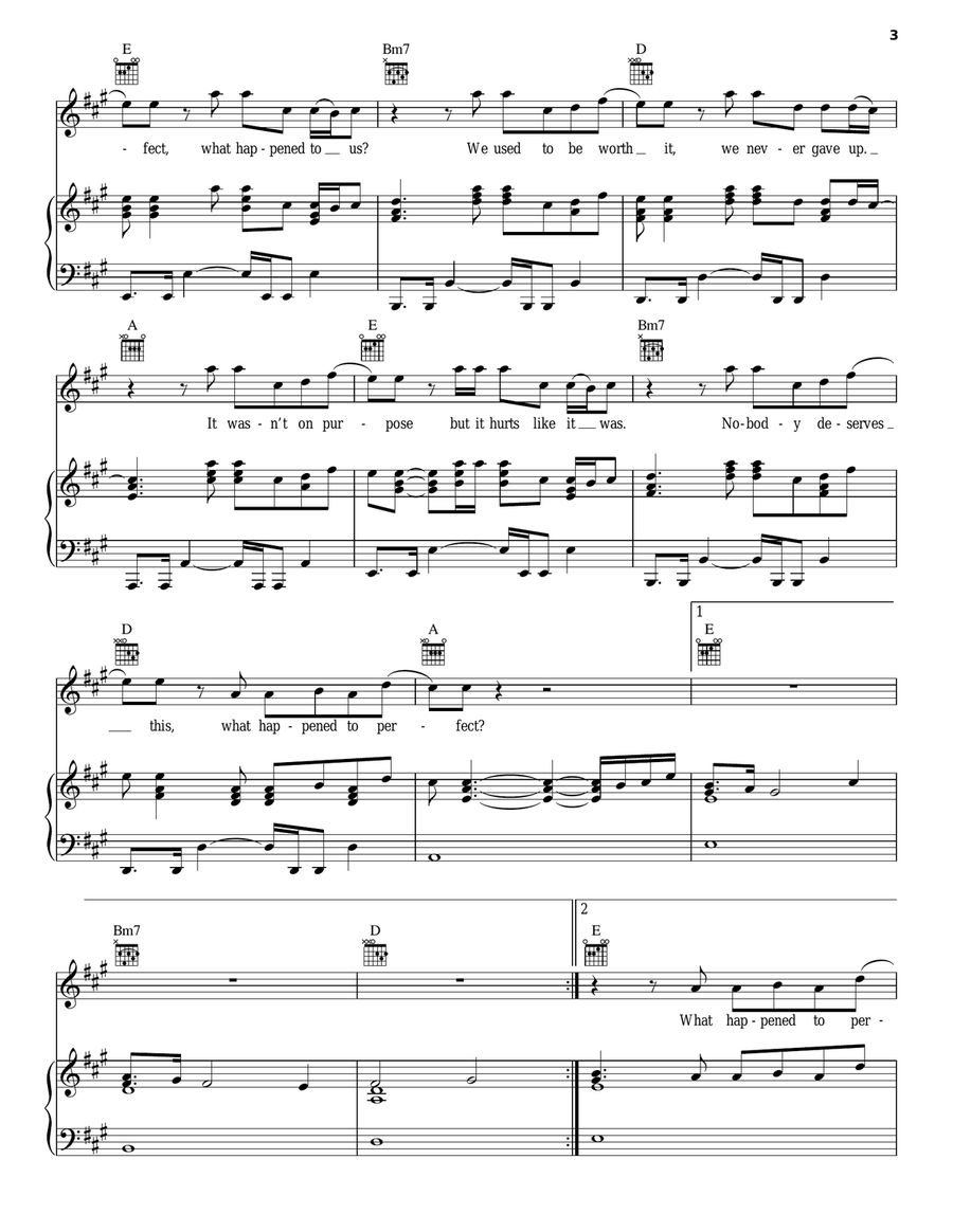 What Happened To Perfect Piano, Vocal, Guitar scores gallery preview page 3