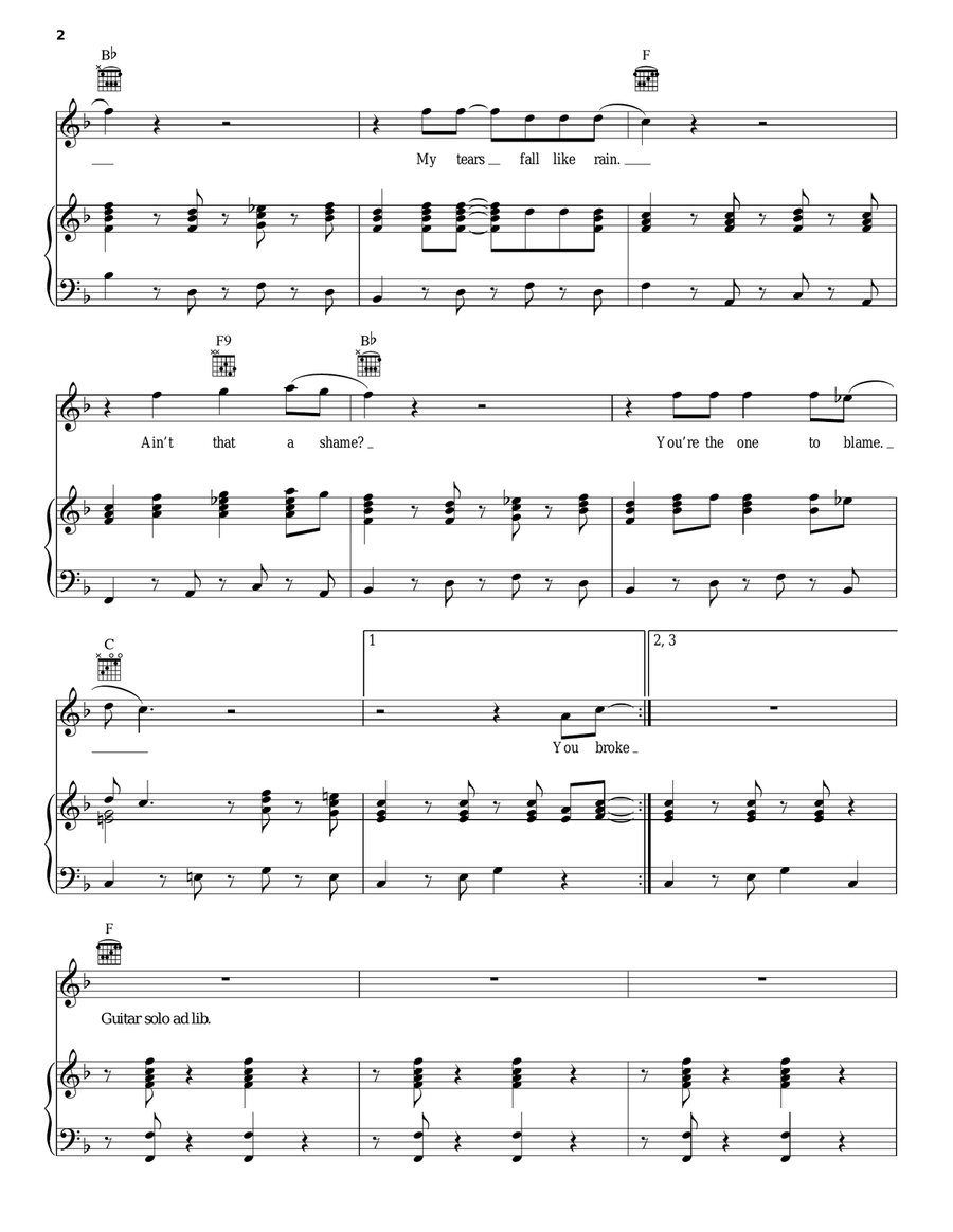 Ain't That A Shame Ain't That A Shame Piano, Vocal, Guitar scores gallery preview page 2