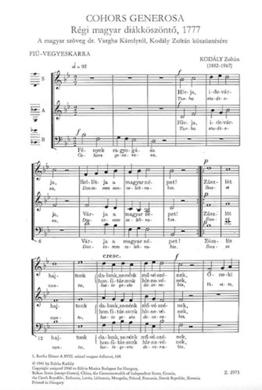 Cohors Generosa Hungarian Students' Greetings From 1777 Satb (words By KÁroly) 4-Part scores gallery preview page 1