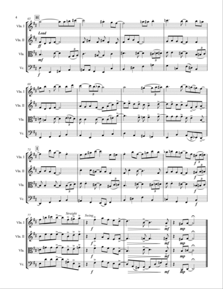 Basin Street Blues String Quartet scores gallery preview page 5