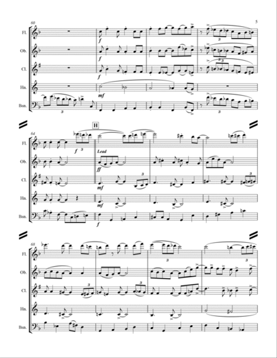 Basin Street Blues Woodwind Quintet scores gallery preview page 6