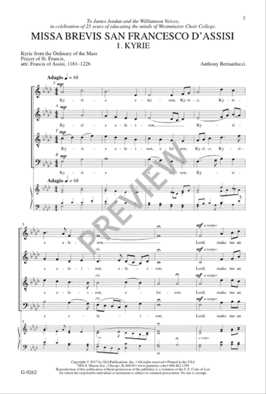 Missa Brevis San Francesco d’Assisi - Kyrie 4-Part scores gallery preview page 4