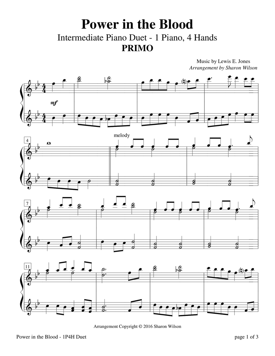 Power in the Blood (Intermediate Piano Duet - 1 Piano, 4 Hands) 1 Piano, 4-Hands scores gallery preview page 2