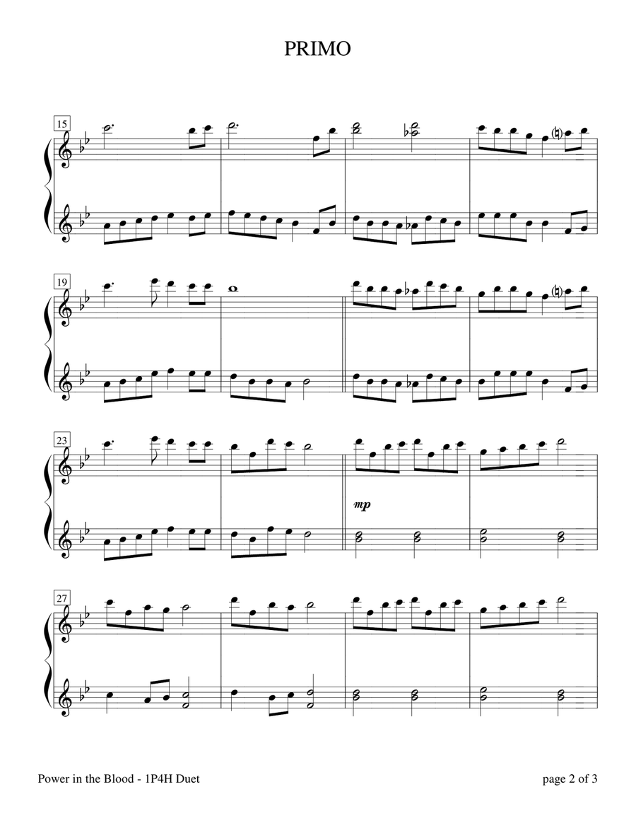 Power in the Blood (Intermediate Piano Duet - 1 Piano, 4 Hands) 1 Piano, 4-Hands scores gallery preview page 3