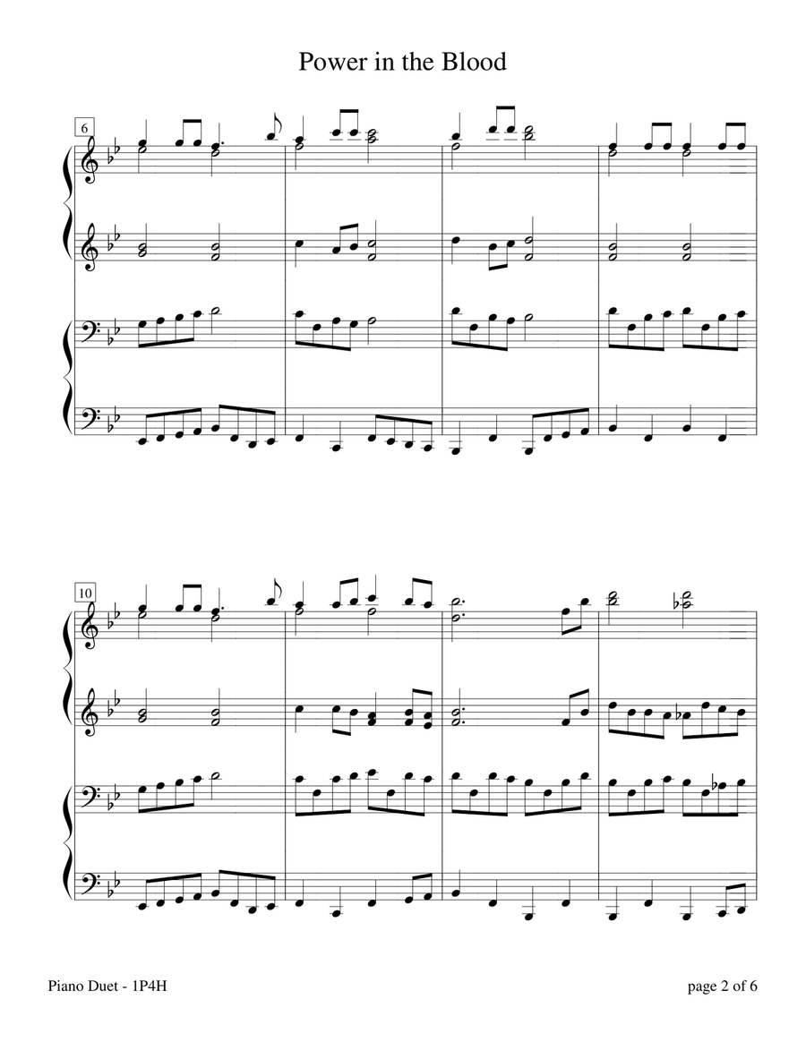 Power in the Blood (Intermediate Piano Duet - 1 Piano, 4 Hands) 1 Piano, 4-Hands scores gallery preview page 6