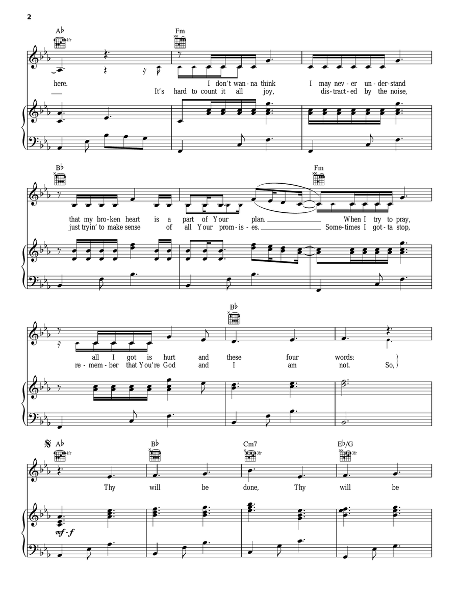 Thy Will Thy Will Piano, Vocal, Guitar scores gallery preview page 2