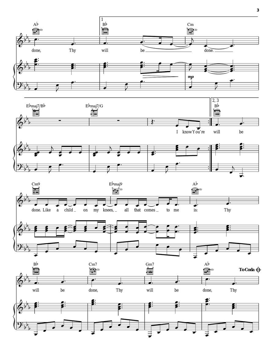 Thy Will Thy Will Piano, Vocal, Guitar scores gallery preview page 3