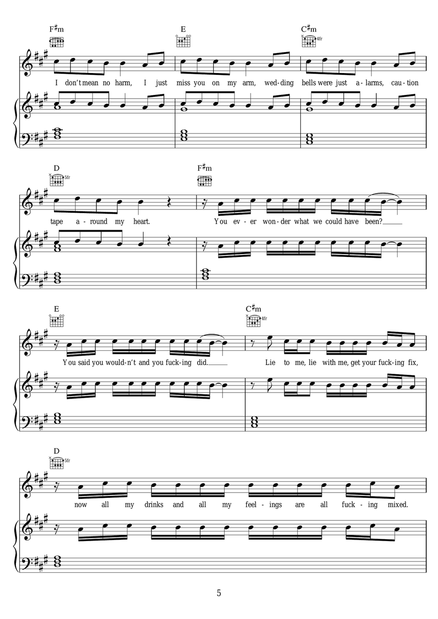 I Hate U, I Love U (featuring Olivia O'Brien) Piano, Vocal, Guitar scores gallery preview page 5