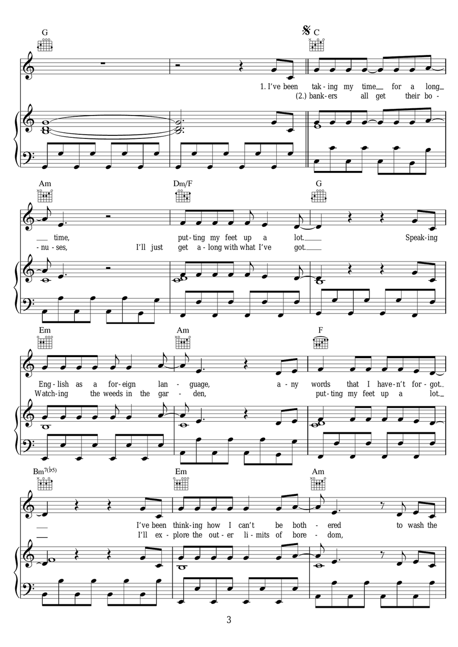 Love Is A Bourgeois Construct Piano, Vocal, Guitar scores gallery preview page 3