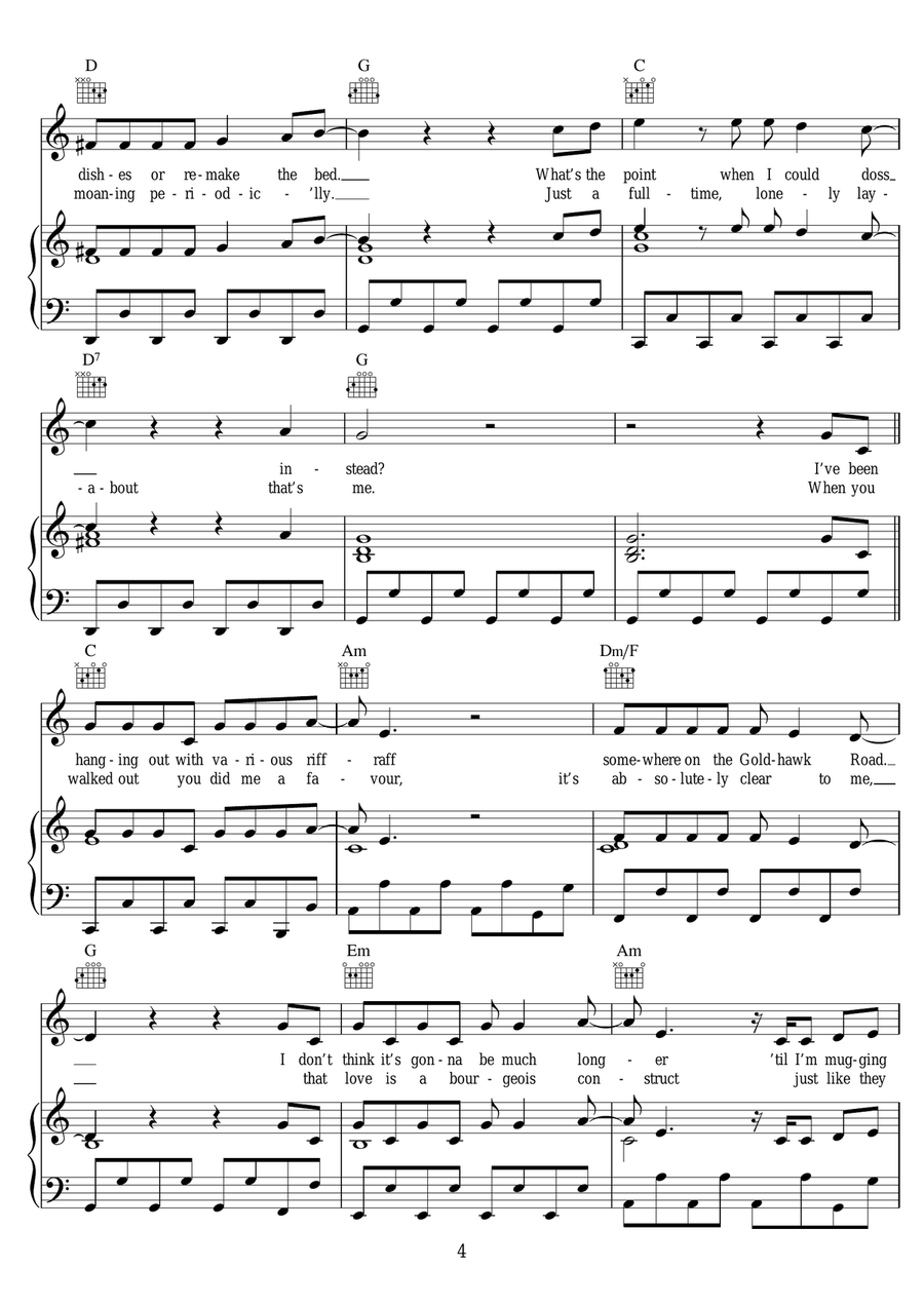 Love Is A Bourgeois Construct Piano, Vocal, Guitar scores gallery preview page 4