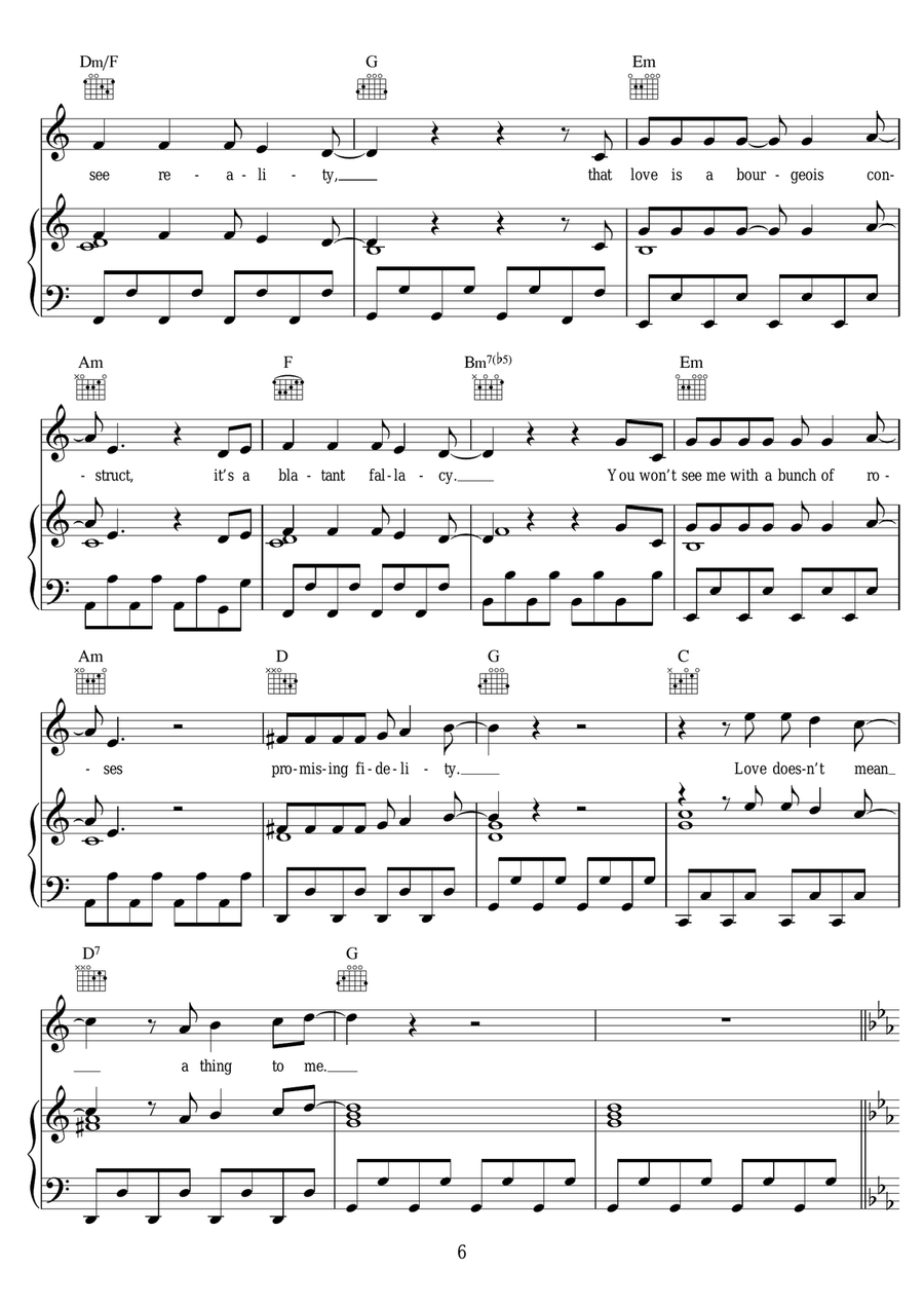 Love Is A Bourgeois Construct Piano, Vocal, Guitar scores gallery preview page 6