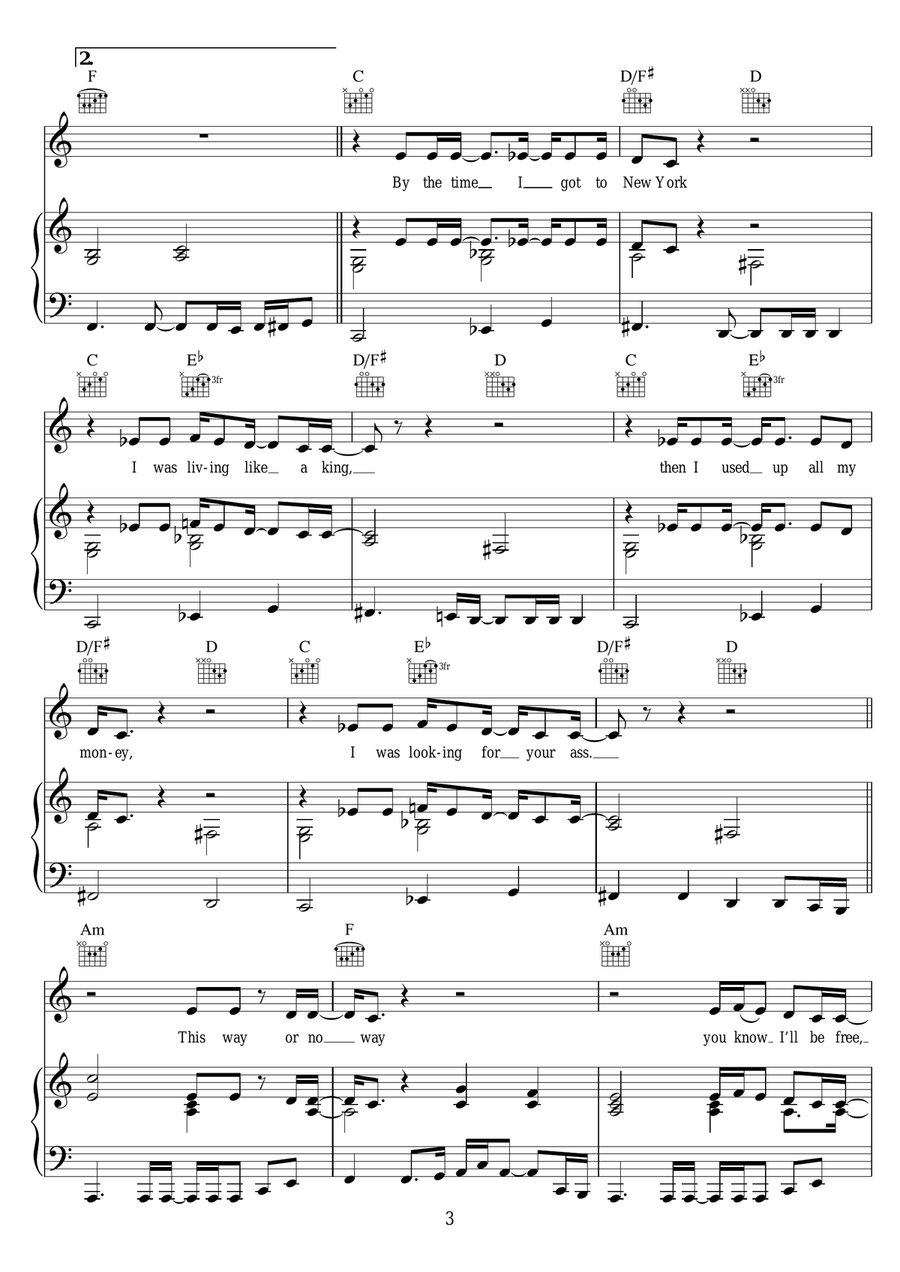 Lazarus Lazarus Piano, Vocal, Guitar scores gallery preview page 3