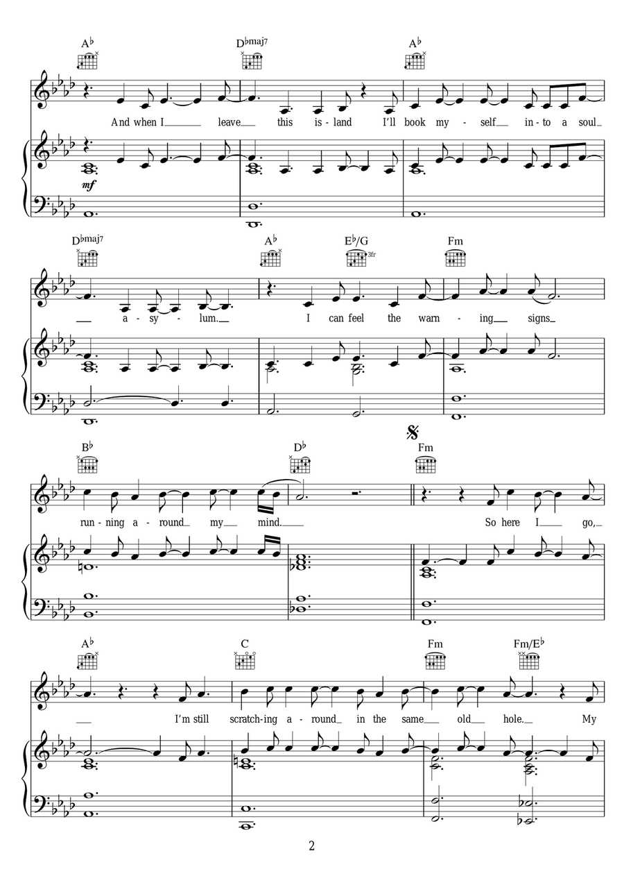 Half The World Away Half The World Away Piano, Vocal, Guitar scores gallery preview page 2