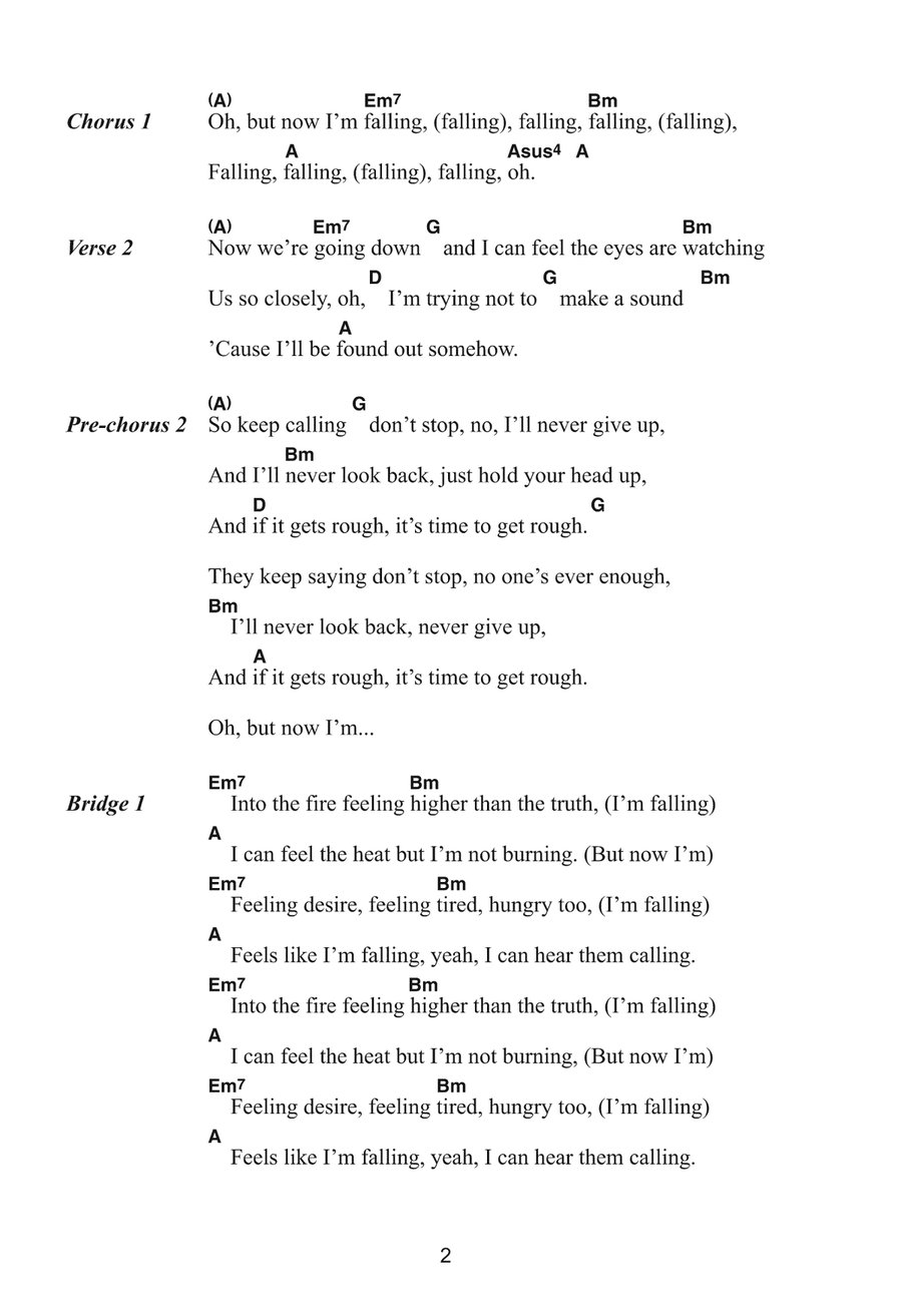 Falling Falling Piano, Vocal, Guitar scores gallery preview page 2