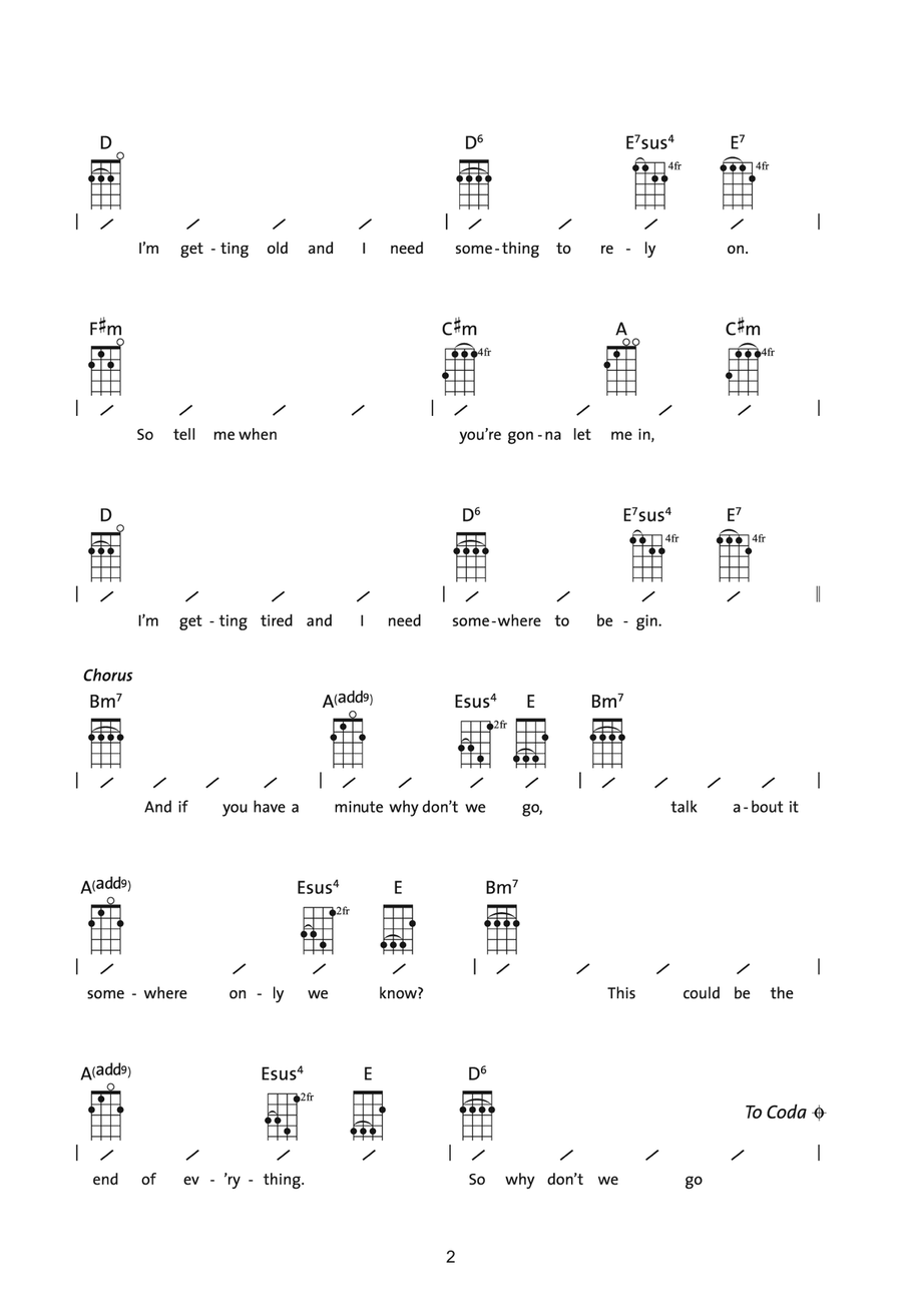 Somewhere Only We Know Ukulele scores gallery preview page 2