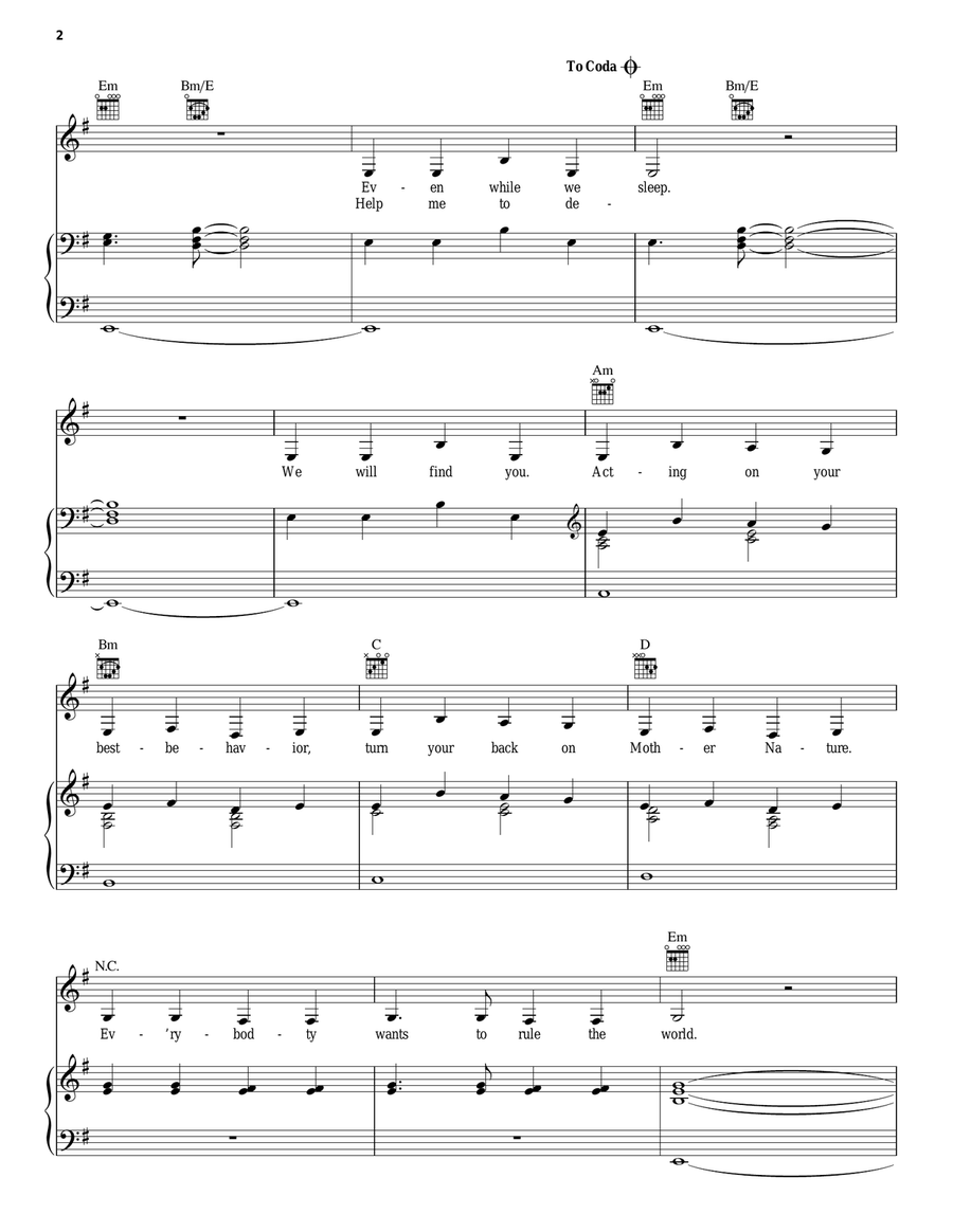 Everybody Wants To Rule The World Piano, Vocal, Guitar scores gallery preview page 2