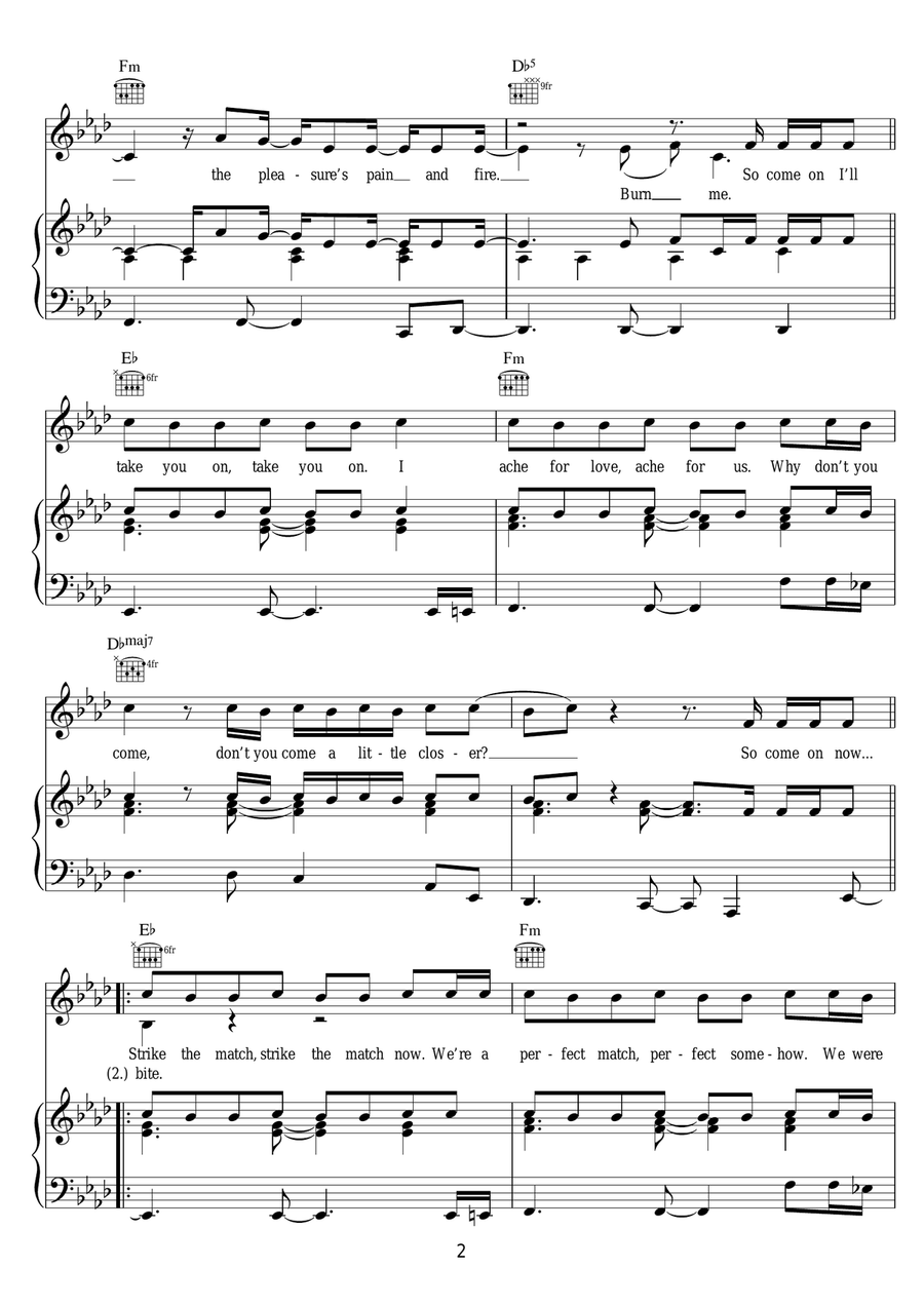 Fire Meet Gasoline Piano, Vocal, Guitar scores gallery preview page 2