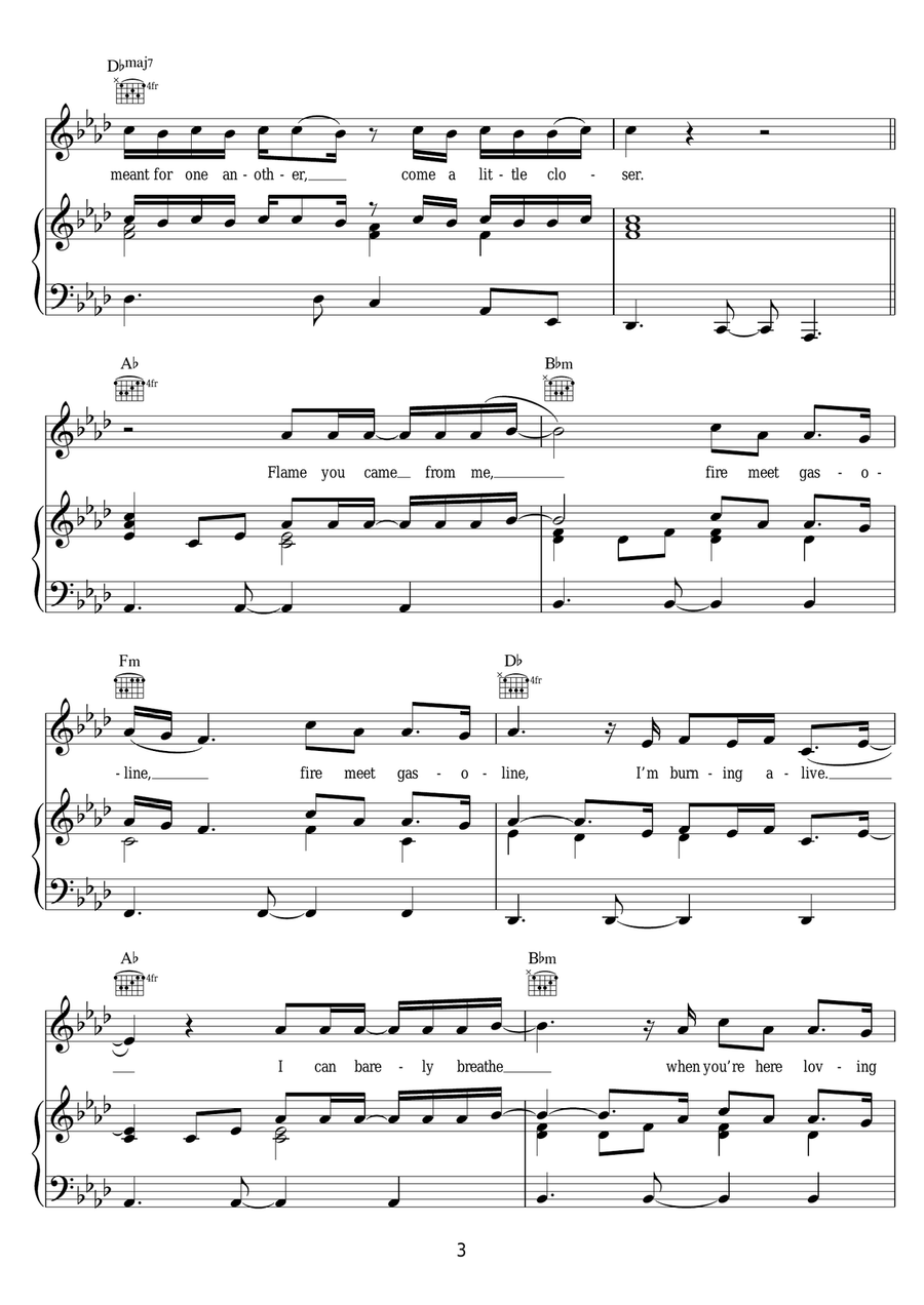 Fire Meet Gasoline Piano, Vocal, Guitar scores gallery preview page 3