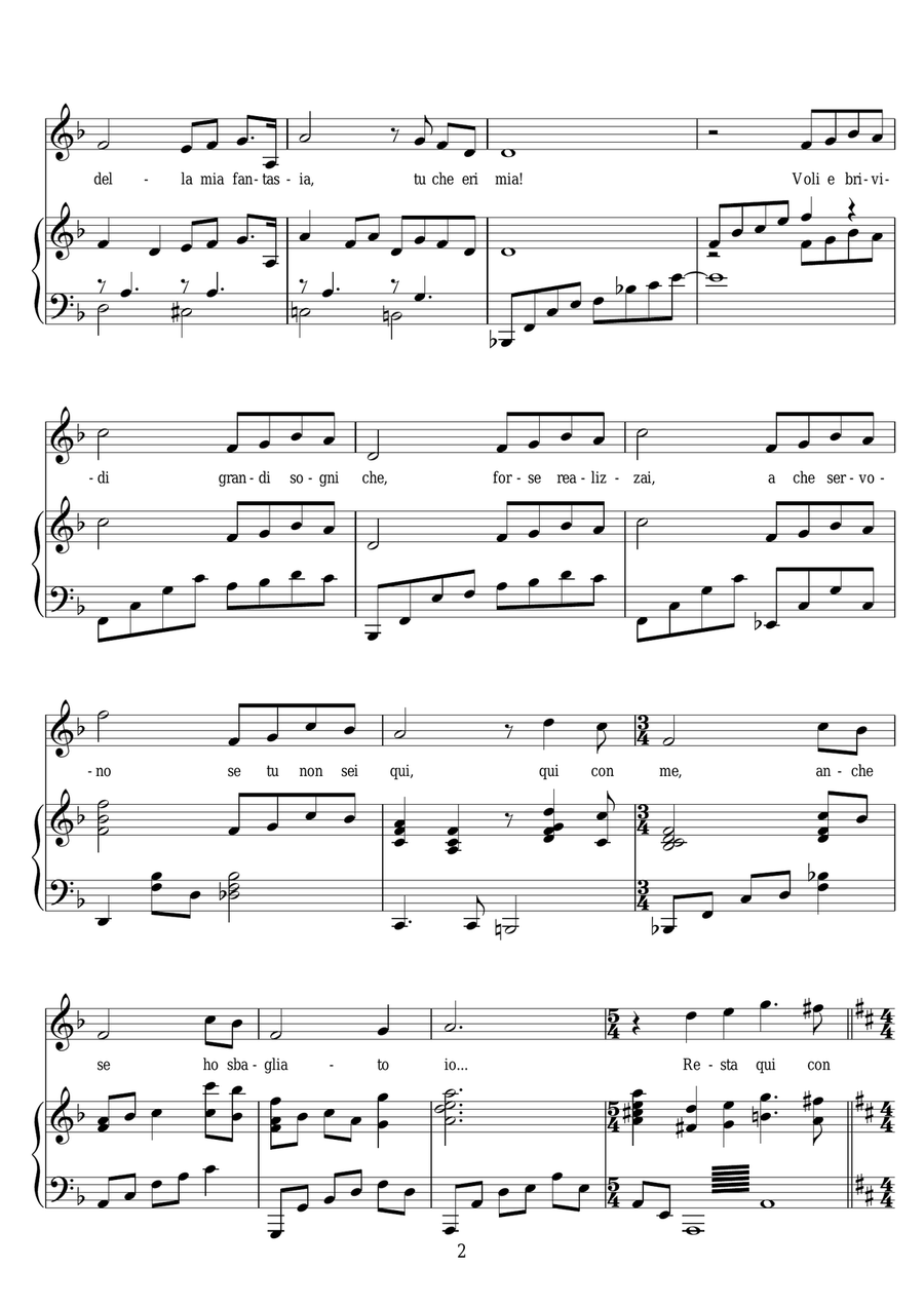 Resta Qui Resta Qui Piano, Vocal, Guitar scores gallery preview page 2