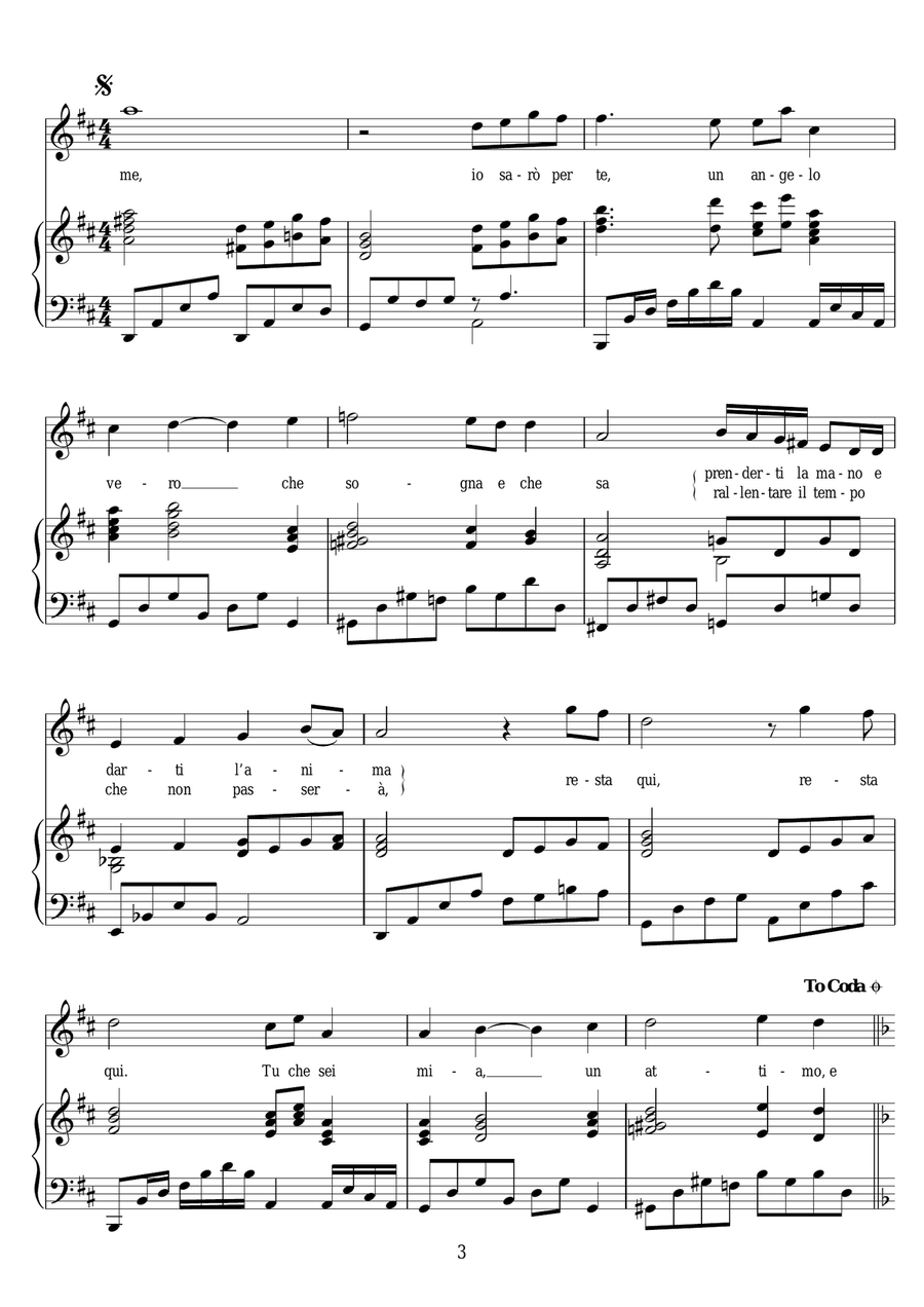 Resta Qui Resta Qui Piano, Vocal, Guitar scores gallery preview page 3