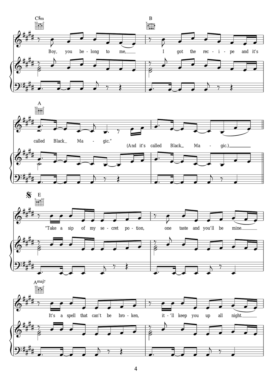Black Magic Black Magic Piano, Vocal, Guitar scores gallery preview page 4