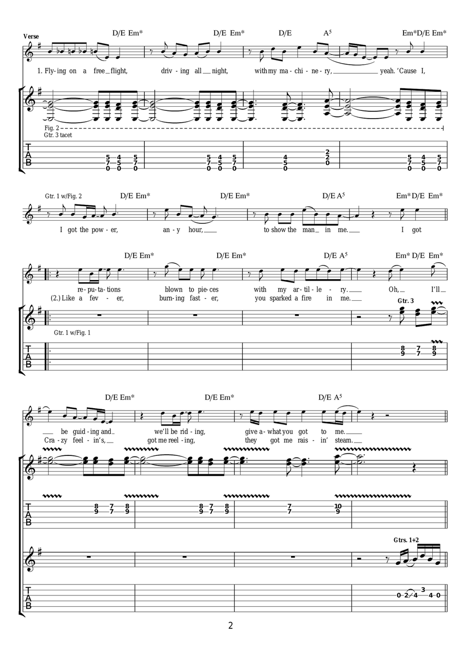 Let Me Put My Love Into You Guitar Tablature scores gallery preview page 2