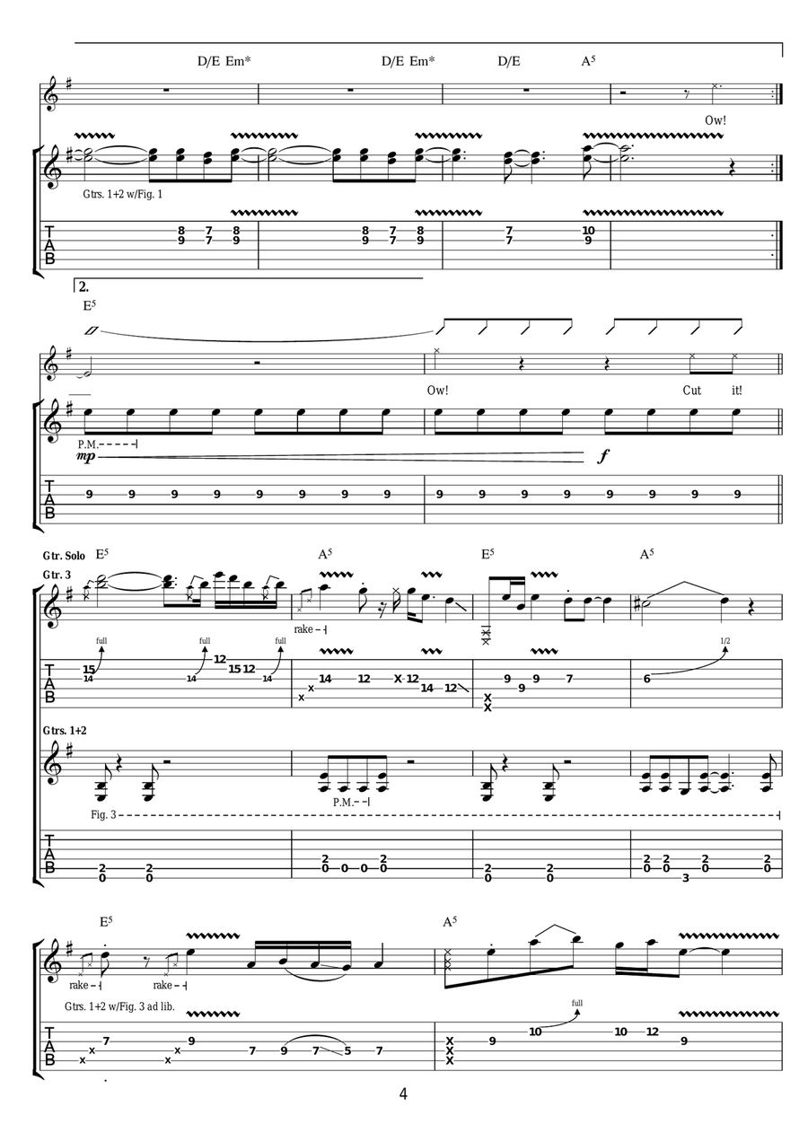 Let Me Put My Love Into You Guitar Tablature scores gallery preview page 4