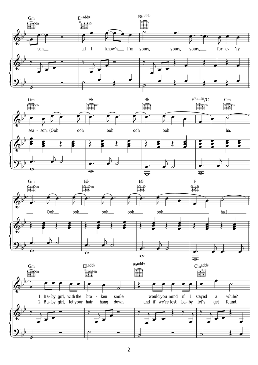 Seasons Seasons Piano, Vocal, Guitar scores gallery preview page 2