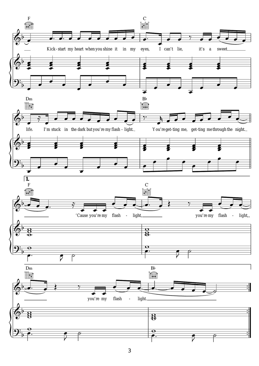 Flashlight Flashlight Piano, Vocal, Guitar scores gallery preview page 3