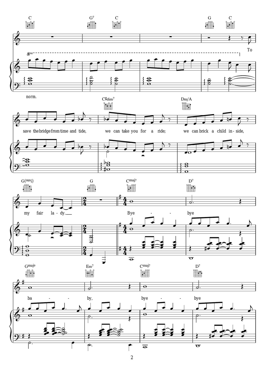My Fair Lady (Bye Bye Baby) Piano, Vocal, Guitar scores gallery preview page 2