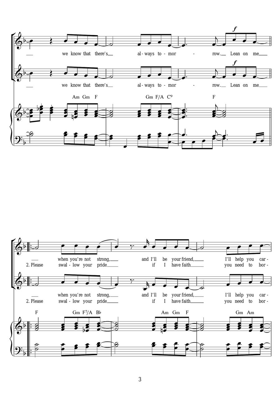Lean On Me (Arr. Rick Hein) 2-Part scores gallery preview page 3