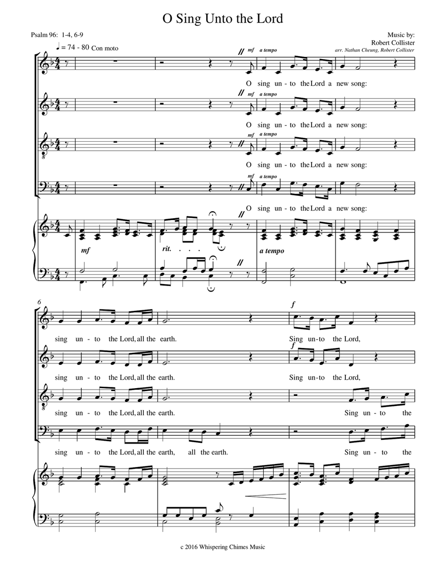 O Sing Unto the Lord (from Psalm 96) 4-Part scores gallery preview page 2