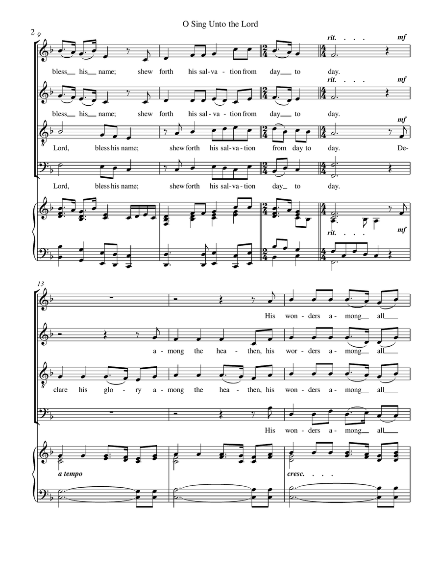 O Sing Unto the Lord (from Psalm 96) 4-Part scores gallery preview page 3