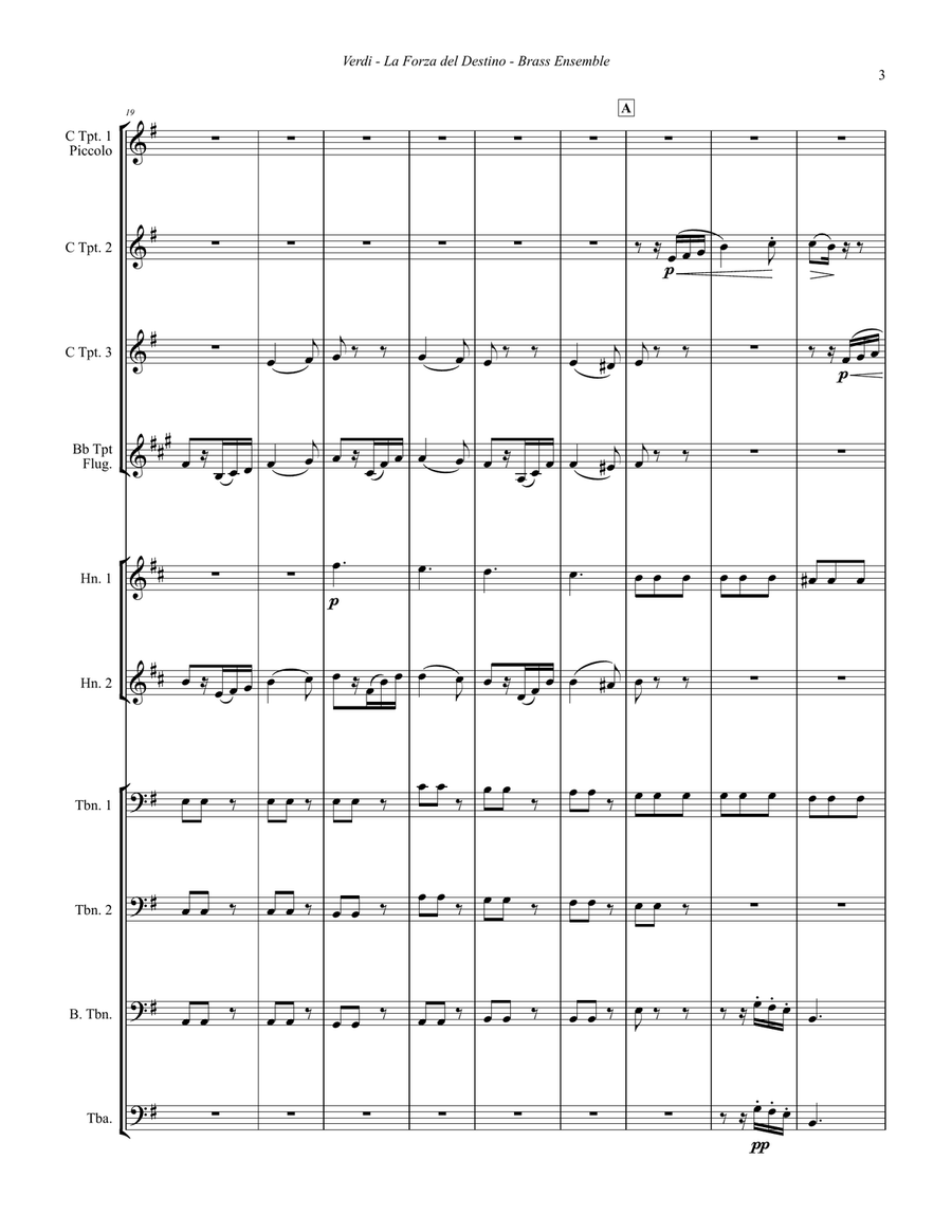 La Forza del Destino Overture for 10-part Brass Ensemble Brass Ensemble scores gallery preview page 3