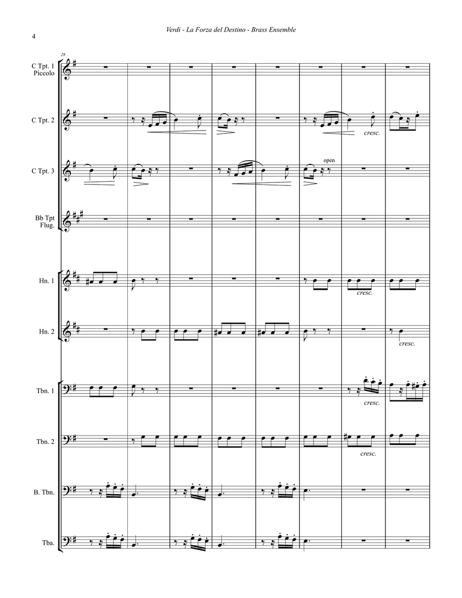 La Forza del Destino Overture for 10-part Brass Ensemble Brass Ensemble scores gallery preview page 4