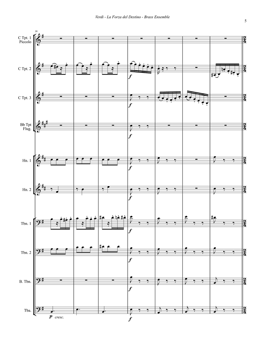 La Forza del Destino Overture for 10-part Brass Ensemble Brass Ensemble scores gallery preview page 5