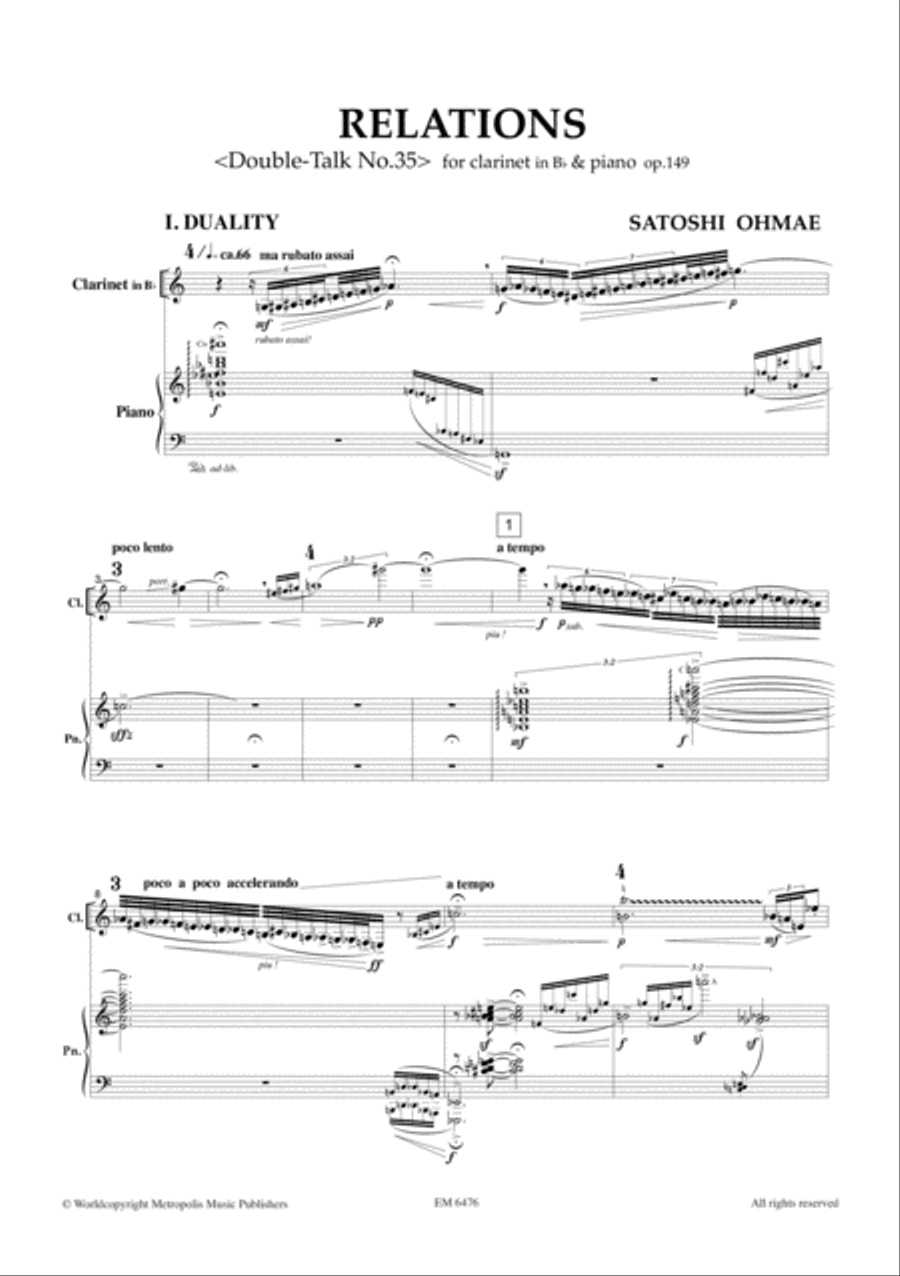 Relations for Clarinet and Piano Clarinet Solo scores gallery preview page 3