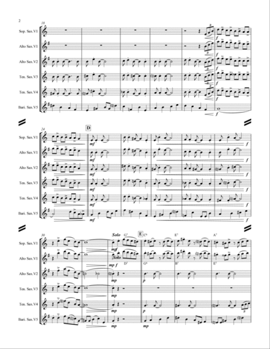 Basin Street Blues Saxophone Quintet scores gallery preview page 3