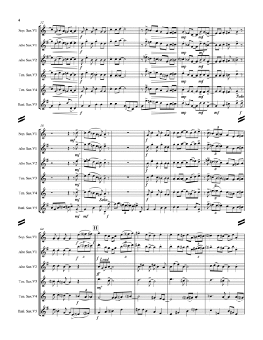 Basin Street Blues Saxophone Quintet scores gallery preview page 5