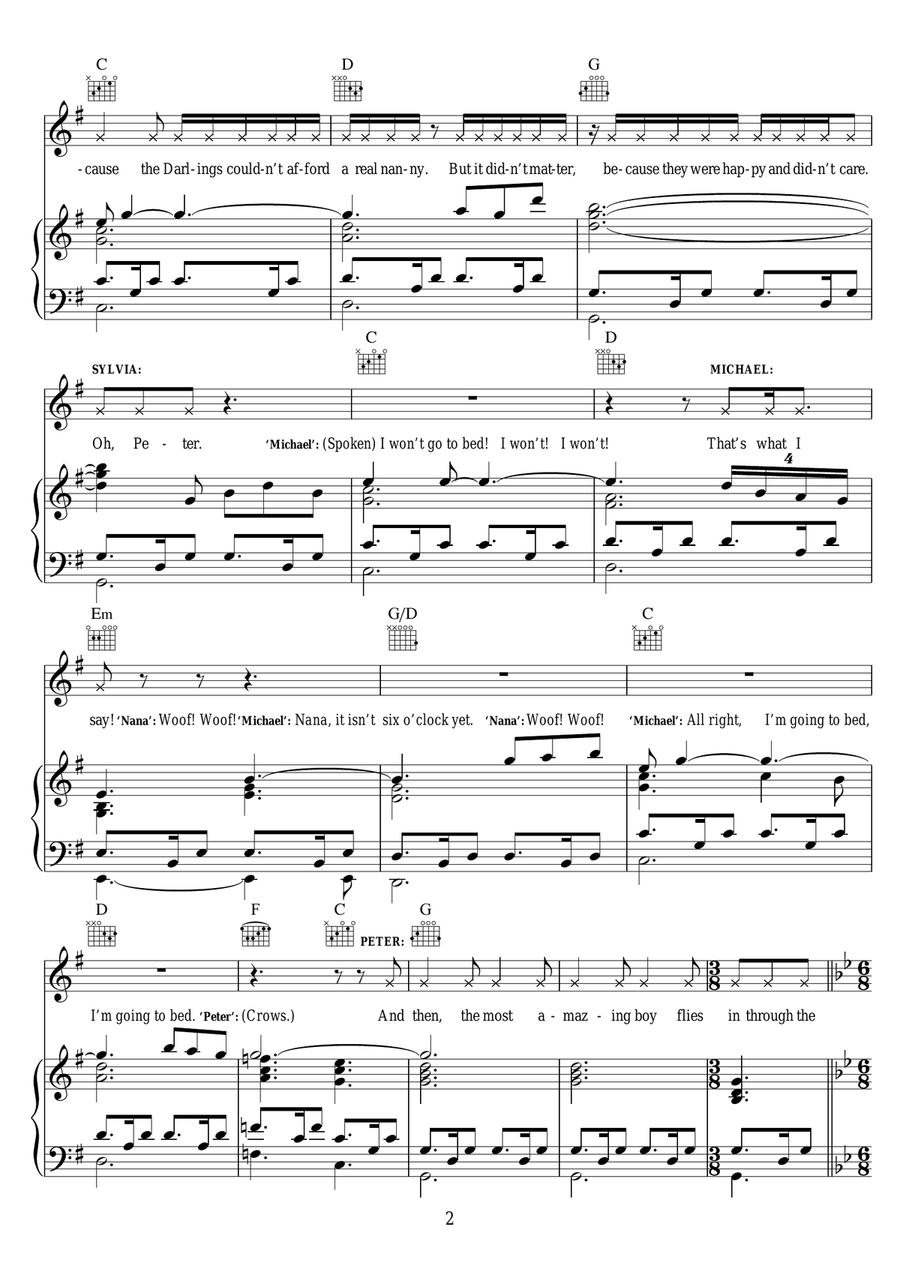 Neverland (Reprise) (from 'Finding Neverland') Piano, Vocal, Guitar scores gallery preview page 2