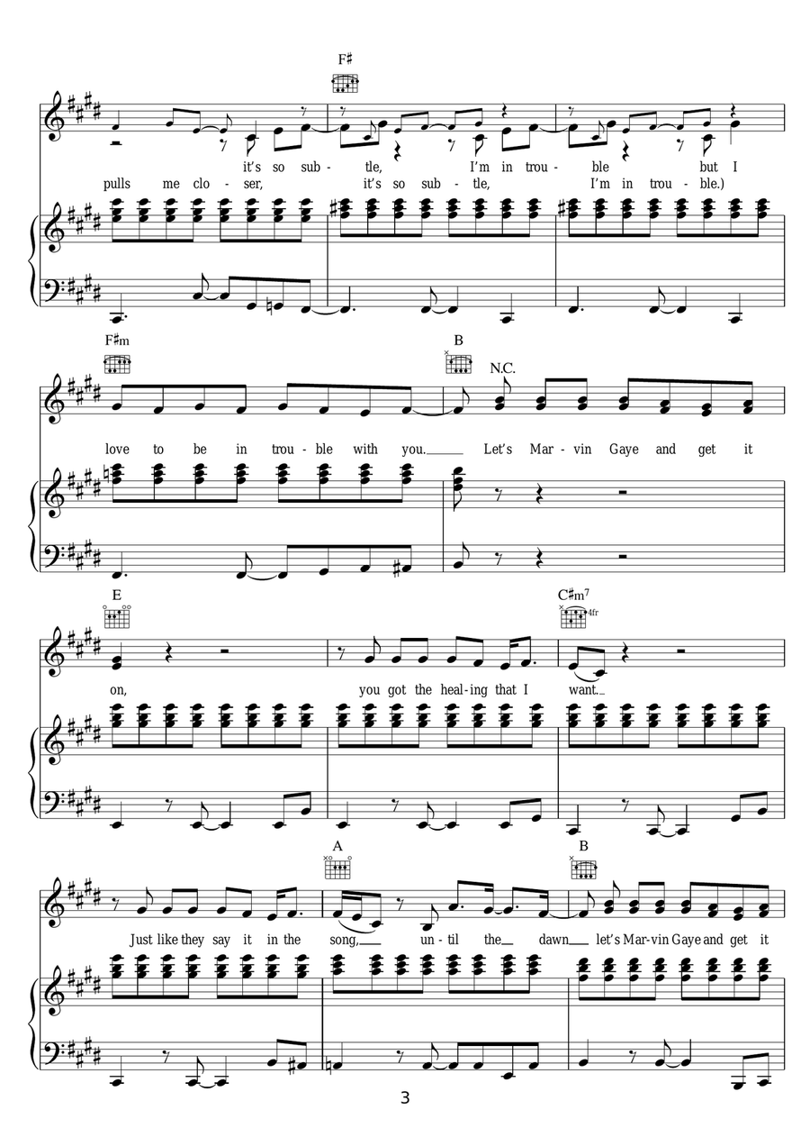 Marvin Gaye (featuring Meghan Trainor) Piano, Vocal, Guitar scores gallery preview page 3